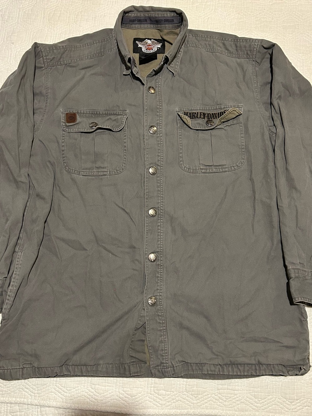 Harley-Davidson Men's Gray Embroidered Chore Jacket Size Medium